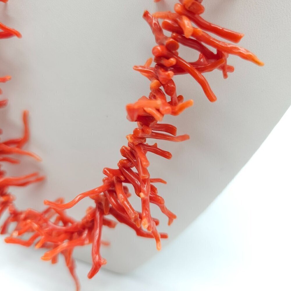 Native American Red Coral Branch Necklace With Barrel Clasp 19in Length - Picture 2 of 5